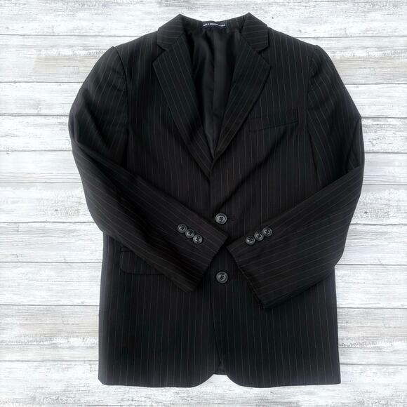 Chaps Blazer Boys Kids Sz 10 Regular Black Pinstripe Two Button Single Breasted - Picture 1 of 11
